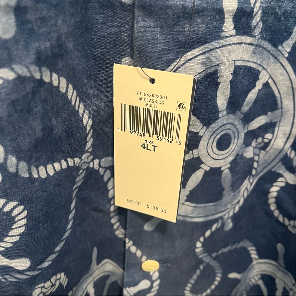 $138 NWT Polo Ralph Lauren Classic Fit Cotton-Linen Camp Shirt 4XLT Wheel Boat - Picture 4 of 8